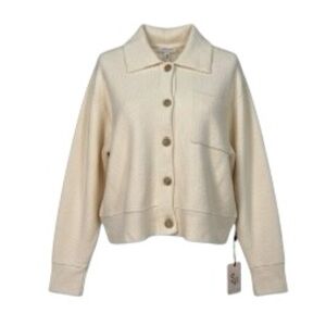New Sincerely Jules Cardigan Sweater Women’s Size L Cream Oversized Boxy Cozy